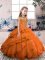 Beading Little Girls Pageant Dress Orange Red Lace Up Sleeveless Floor Length