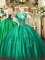 Floor Length Turquoise Ball Gown Prom Dress Satin Sleeveless Beading