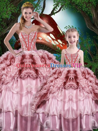 Spectacular Ball Gowns Vestidos de Quinceanera Multi-color Sweetheart Organza Sleeveless Floor Length Lace Up - Click Image to Close