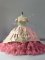 Pink Sleeveless Organza Chapel Train Lace Up Quinceanera Gown for Sweet 16 and Quinceanera