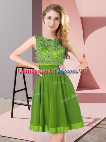 Chiffon Scoop Sleeveless Backless Beading and Appliques Damas Dress in - Click Image to Close