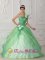 Igualada Spain One Shoulder Hand Made Flowers Decorate and Waist Apple Green Organza In Alabama