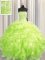 New Style Visible Boning Yellow Green Ball Gowns Beading and Ruffles 15th Birthday Dress Lace Up Organza Sleeveless Floor Length