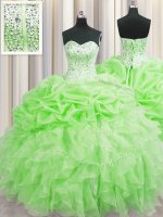Pick Ups Visible Boning Floor Length Ball Gowns Sleeveless Quinceanera Dress Lace Up