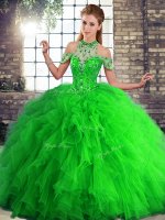 Sleeveless Lace Up Floor Length Beading and Ruffles Sweet 16 Quinceanera Dress(SKU SJQDDT2115002-4BIZ)