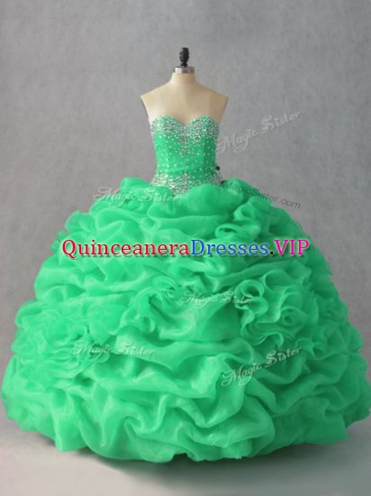 Suitable Sweetheart Sleeveless Organza Quinceanera Dresses Beading and Pick Ups and Hand Made Flower Lace Up - Click Image to Close