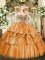 Fashion Orange Lace Up Sweetheart Beading and Ruffled Layers Ball Gown Prom Dress Organza Sleeveless
