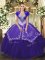 Satin and Tulle Sweetheart Sleeveless Lace Up Beading and Embroidery Quinceanera Gowns in Purple