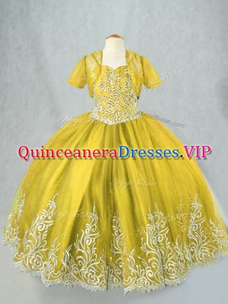 Beautiful Sleeveless Lace Up Floor Length Beading and Embroidery Pageant Dress for Teens