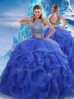 Floor Length Royal Blue 15th Birthday Dress Halter Top Sleeveless Zipper(SKU PSSW0662MTBIZ)
