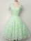 Low Price Lace Court Dresses for Sweet 16 Apple Green Lace Up Cap Sleeves Knee Length