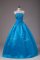 Modern Floor Length Blue 15th Birthday Dress Organza Sleeveless Beading