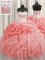 Amazing Visible Boning Watermelon Red Quinceanera Dress Military Ball and Sweet 16 and Quinceanera with Ruffles and Pick Ups Sweetheart Sleeveless Lace Up