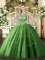 Delicate Green Sleeveless Beading and Appliques Floor Length Sweet 16 Dresses