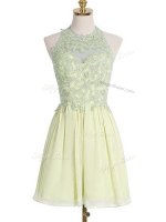 Light Yellow Empire Appliques Dama Dress Lace Up Chiffon Sleeveless Knee Length(SKU SWBD159-5BIZ)