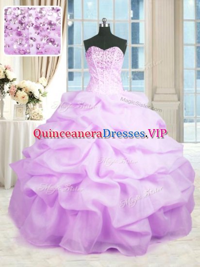 Rose Pink Sweetheart Neckline Beading and Ruffles Ball Gown Prom Dress Sleeveless Lace Up - Click Image to Close