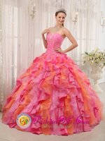 Tiffany & Co Cauca colombia Multi color Organza Sweetheart Strapless Quinceanera Dress Clearance With Appliques and Ruffles Decorate[QDZY337y-6BIZ]