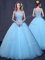 Exceptional Light Blue Sleeveless Tulle Lace Up Vestidos de Quinceanera for Military Ball and Sweet 16 and Quinceanera