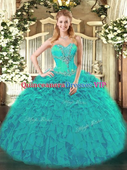 Charming Teal Ball Gown Prom Dress Sweetheart Sleeveless Lace Up - Click Image to Close