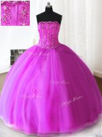 Floor Length Ball Gowns Sleeveless Fuchsia Vestidos de Quinceanera Lace Up