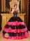 La Palma Island Spain Inexpensive Stars Decorate Style Black and Hot Pink Strapless Taffeta Ball Gown For Quinceanera Dress