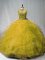 Custom Designed Beading and Ruffles Quinceanera Gowns Olive Green Lace Up Sleeveless Court Train