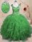 Lace Up Square Beading and Ruffles 15th Birthday Dress Tulle Cap Sleeves