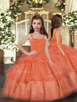 Ruffled Layers Little Girls Pageant Dress Orange Red Lace Up Sleeveless Floor Length(SKU PAG1140BIZ)