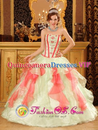 Kensington and Chelsea Greater London Perfect Multi-Color Sweet Fifteen Dress With Sweetheart Neckline Organza Floor Length Ball Gown