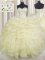 Superior Light Yellow Quinceanera Gowns Military Ball and Sweet 16 and Quinceanera with Beading and Ruffles Sweetheart Sleeveless Lace Up