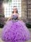 Simple Lavender Sleeveless Tulle Lace Up Kids Formal Wear for Party and Wedding Party