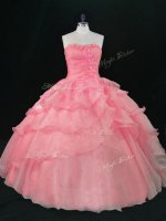 Organza Sleeveless Floor Length Quinceanera Dresses and Beading and Ruffles