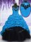 Fancy Blue Quince Ball Gowns Military Ball and Sweet 16 and Quinceanera with Appliques and Pick Ups Sweetheart Sleeveless Sweep Train Lace Up