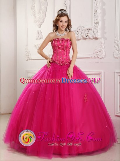 Gorgeous strapless beaded Hot Pink Quinceanera Dress IN Roslyn NY - Click Image to Close