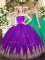 Appliques Quince Ball Gowns Purple Zipper Sleeveless Floor Length