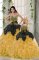 Top Selling Yellow Organza Lace Up Quinceanera Dress Sleeveless Floor Length Beading and Ruffles