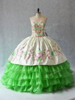 Organza Lace Up Sweetheart Sleeveless Floor Length Sweet 16 Dress Embroidery and Ruffled Layers(SKU PSSW1024-5BIZ)