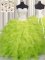 Yellow Green Ball Gowns Organza Sweetheart Sleeveless Beading and Ruffles Floor Length Lace Up Teens Party Dress