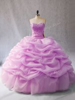 Lilac Lace Up Sweet 16 Dress Pick Ups Sleeveless Floor Length