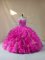 Luxury Fuchsia Lace Up Sweetheart Beading and Ruffles Sweet 16 Quinceanera Dress Organza Sleeveless