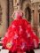 Teruel Spain Red Ball Gown Strapless Sweetheart Floor-length Organza Quinceanera Dress