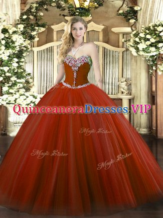 Sleeveless Beading Lace Up 15th Birthday Dress