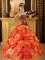 Mount Shasta California/CA Strapless Embroidery and Appliques for Orange Sweet Pick-ups Quinceanera Dress Taffeta
