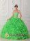 Gwynedd Gwynedd Beautiful Rolling Flowers Green Quinceanera Dress For Strapless Organza With Beading Ball Gown
