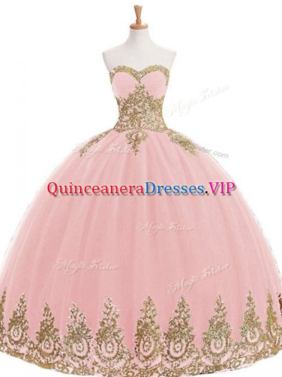 Dynamic Sweetheart Sleeveless Tulle Sweet 16 Dress Appliques Lace Up - Click Image to Close
