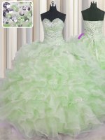 Floor Length Ball Gowns Sleeveless Green 15th Birthday Dress Lace Up