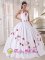 Fitchburg Massachusetts/MA Fashionable Taffeta Embroidery White Quinceanera Dress Halter Top floor length Ball Gown