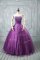 Eggplant Purple and Purple Sleeveless Beading Floor Length Ball Gown Prom Dress