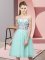 Dynamic Apple Green Empire Appliques Quinceanera Court Dresses Lace Up Tulle Sleeveless Knee Length