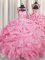 Custom Design Rose Pink Scoop Neckline Beading and Pick Ups Quinceanera Dress Sleeveless Lace Up